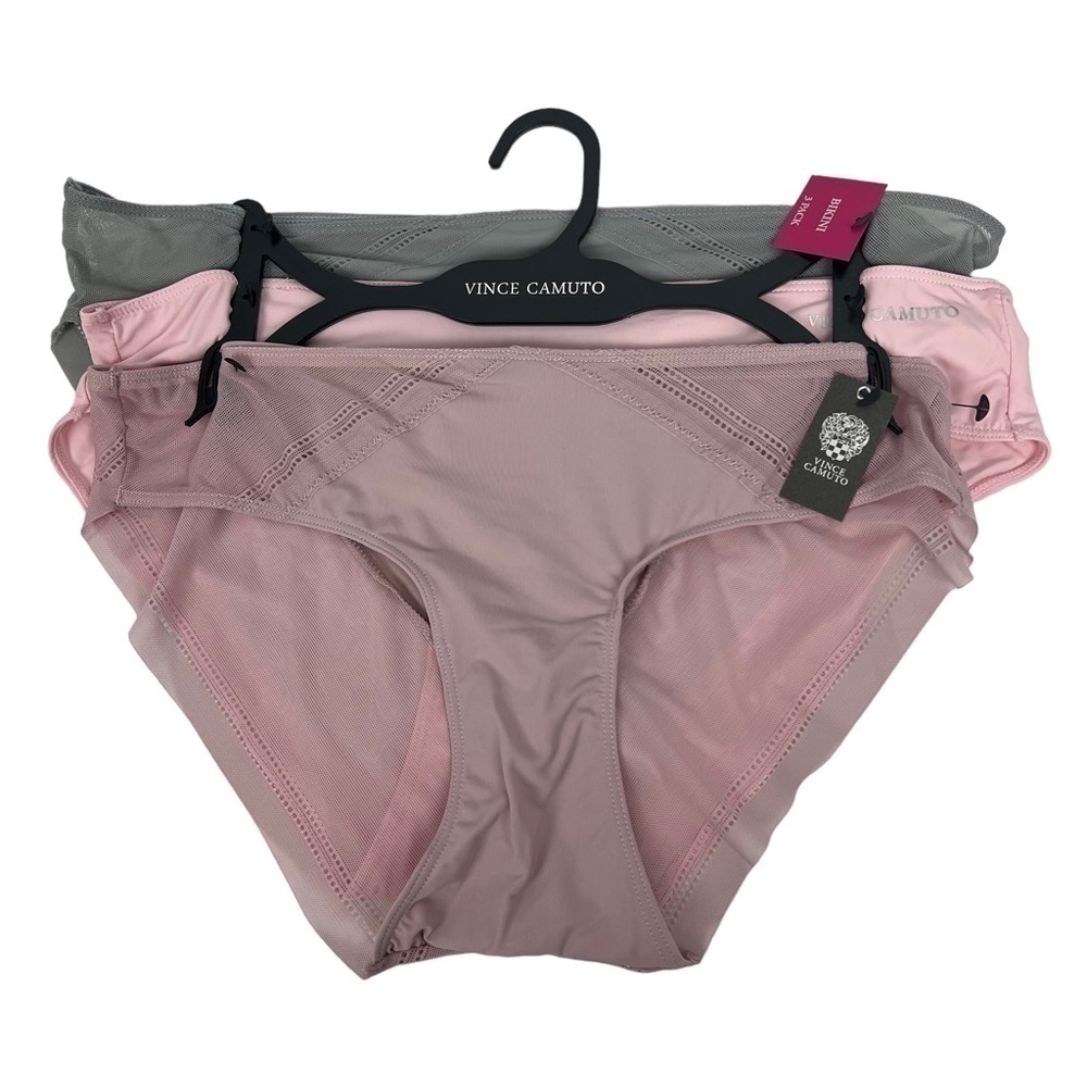 NWT VINCE CAMUTO Women’s Panties Sz Large Pkg/3 Bikini Multi Color Tagless
